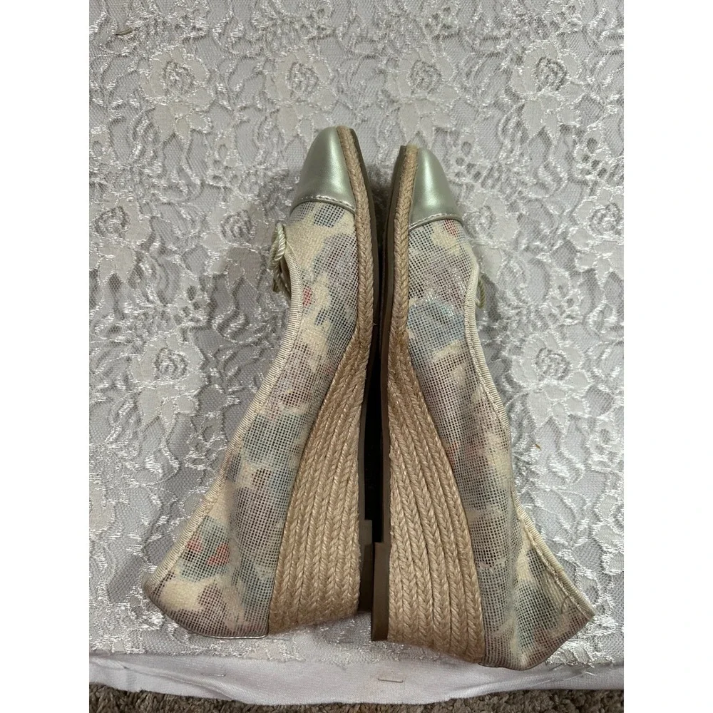 Karen Scott  Floral Espadrille Wedge Pumps Ballet Coquette Preppy Costal Garden